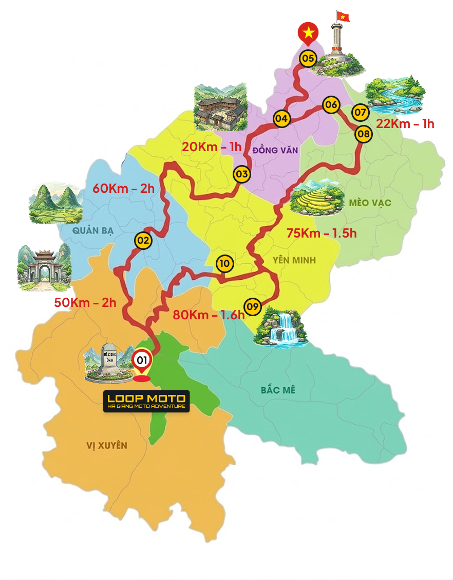 Tour Loop 3 ngày 2 đêm Map